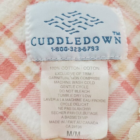 CUDDLEDOWN SZ M Vintage Women's Plaid 100% Cotton Soft Flannel Nightgown Pink - Picture 6 of 7